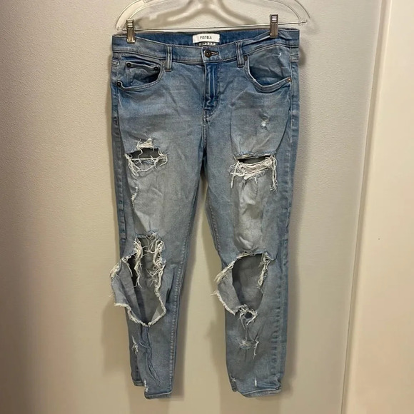 PISTOLA woman’s light blue denim ripped jeans - Picture 1 of 13